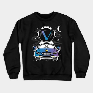 Astronaut Car Vechain Crypto VET Coin To The Moon Token Cryptocurrency Wallet Birthday Gift For Men Women Kids Crewneck Sweatshirt